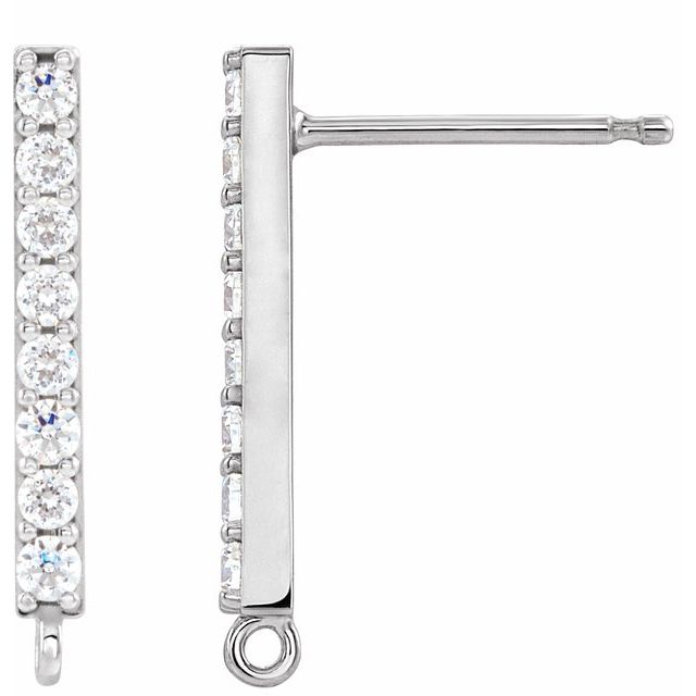 14K 1/10 CTW Natural Diamond Bar Earring Top