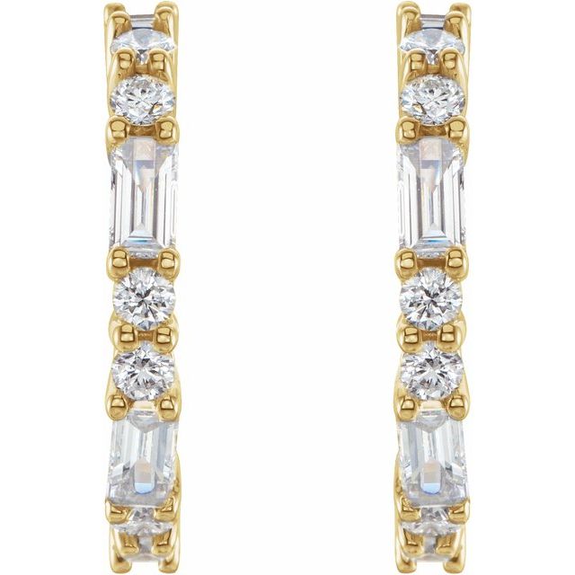 14K 1/5 CTW Natural Diamond Hoop Earrings