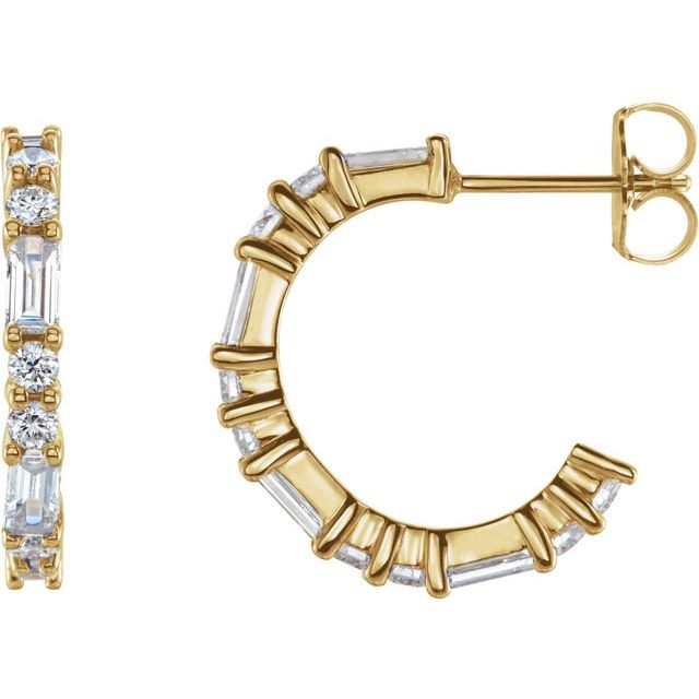 14K 1/5 CTW Natural Diamond Hoop Earrings