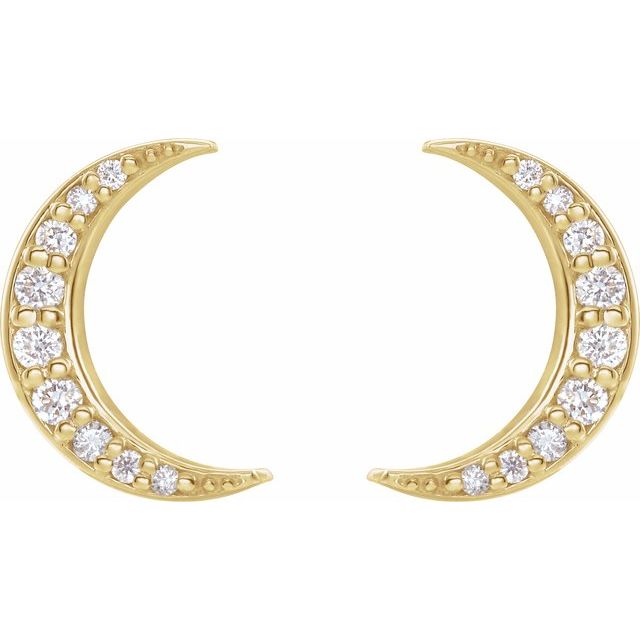 14K 1/10 CTW Lab-Grown Crescent Moon Stud Earrings