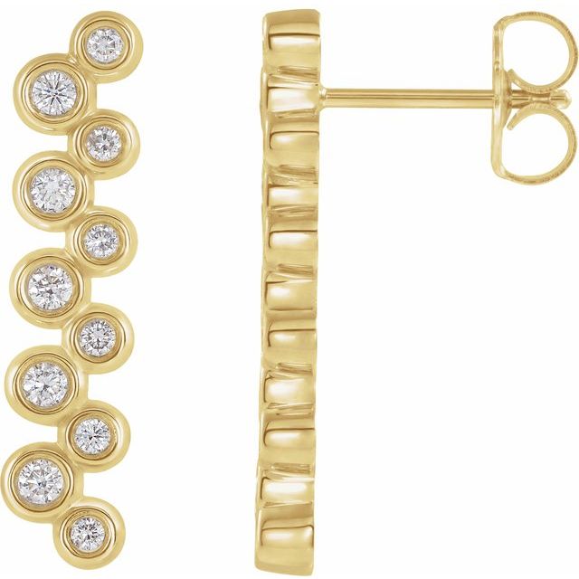 14K 1/3 CTW Natural Diamond Bezel-Set Bar Earrings