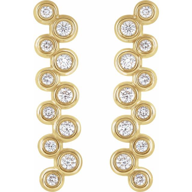 14K 1/3 CTW Natural Diamond Bezel-Set Bar Earrings