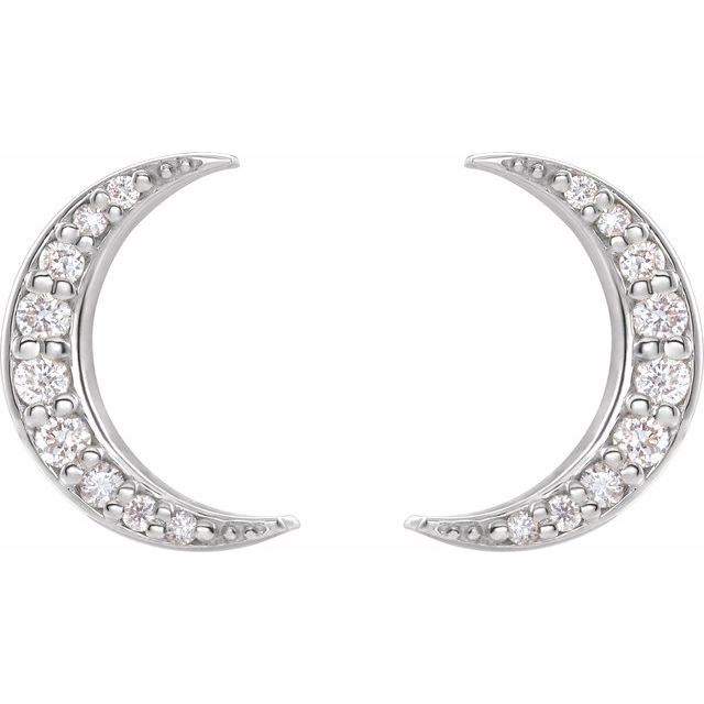 14K 1/10 CTW Lab-Grown Crescent Moon Stud Earrings