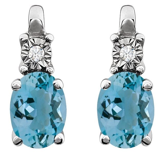 14K Natural Aquamarine & .02 CTW Natural Diamond Earrings