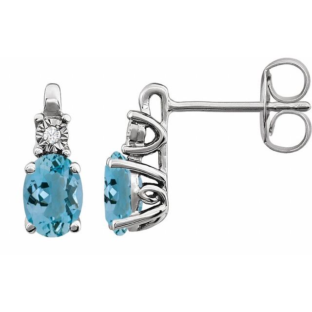 14K Natural Aquamarine & .02 CTW Natural Diamond Earrings
