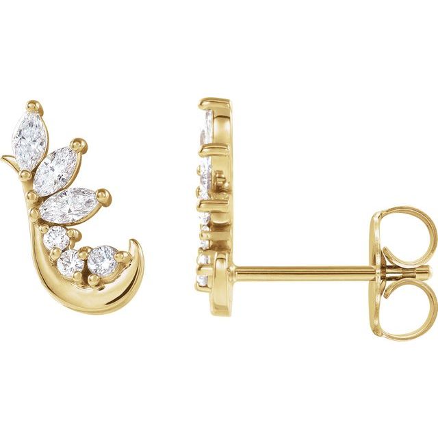 14K 1/4 CTW Natural Diamond Earring Climbers