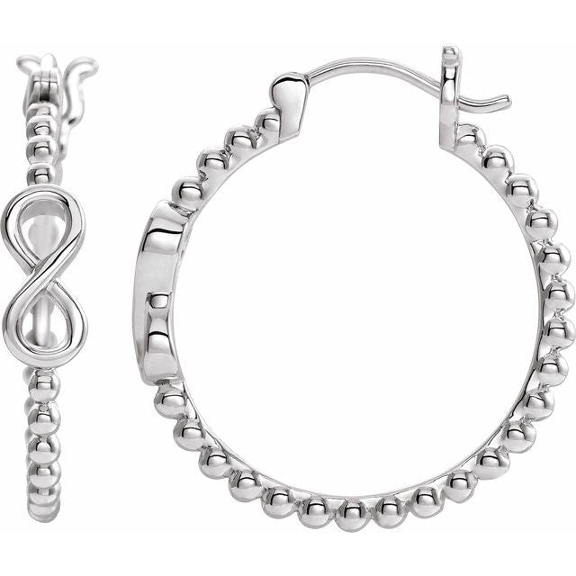14K Infinity-Inspired Beaded Hoop Earrings