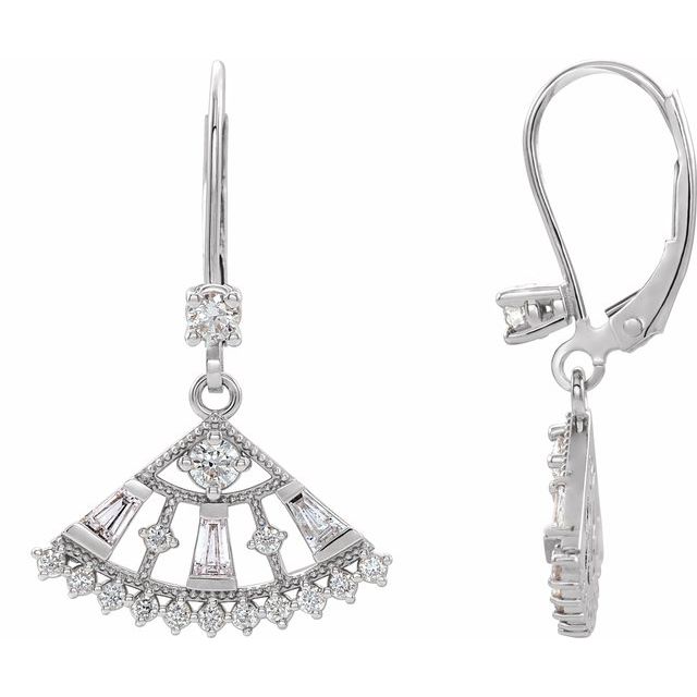 14K 3/4 CTW Natural Diamond Fan Earrings