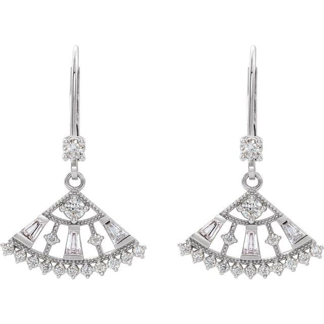 14K 3/4 CTW Natural Diamond Fan Earrings