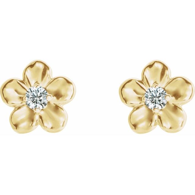 14K Imitation Diamond April Birthstone Flower Earrings