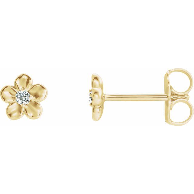 14K Imitation Diamond April Birthstone Flower Earrings