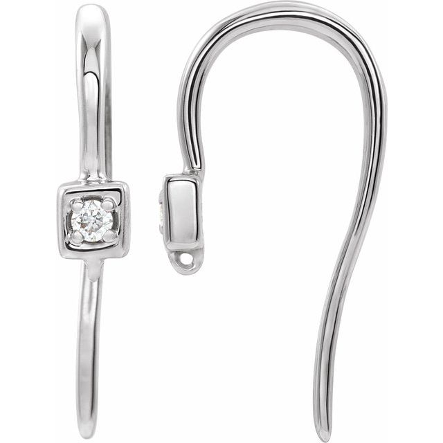 14K .015 CT Natural Diamond French Wire Earring Top