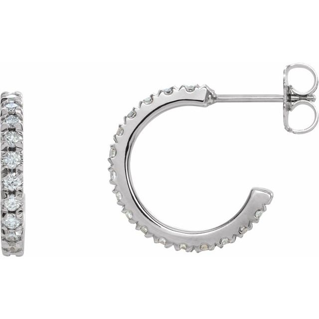 14K 1/2 CTW Lab-Grown Diamond French-Set Huggie Hoop Earrings