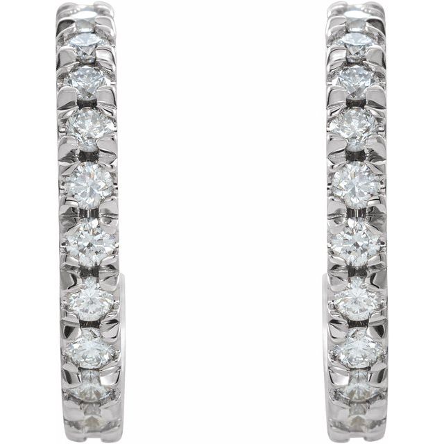14K 1/2 CTW Natural Diamond French-Set Huggie Hoop Earrings