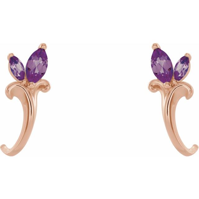 14K Lab-Grown Alexandrite Floral J-Hoop Earrings