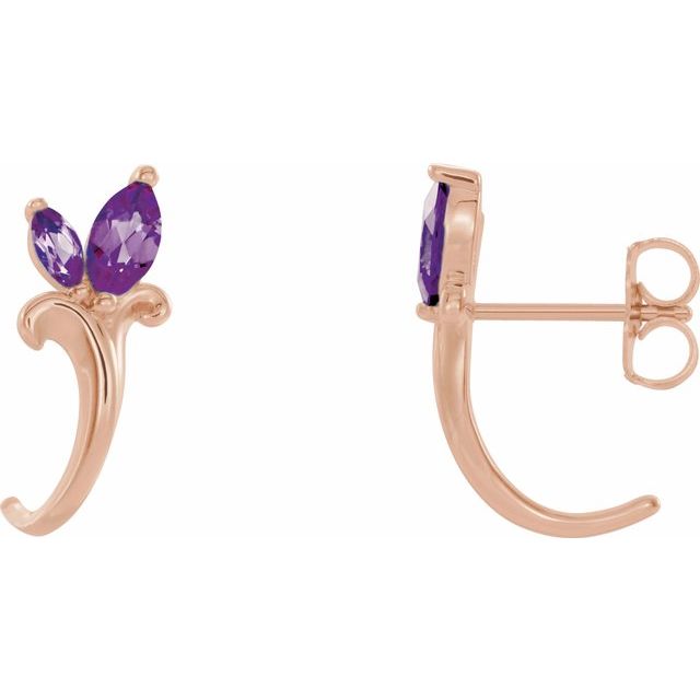 14K Lab-Grown Alexandrite Floral J-Hoop Earrings