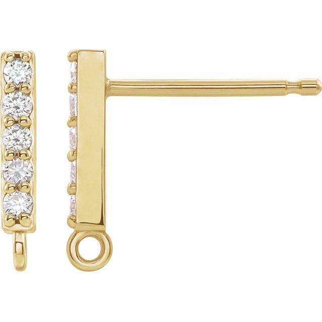 14K .04 CTW Natural Diamond Bar Earring Top