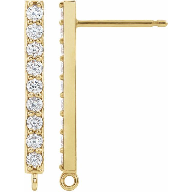 14K 1/6 Natural Diamond Bar Earring Top