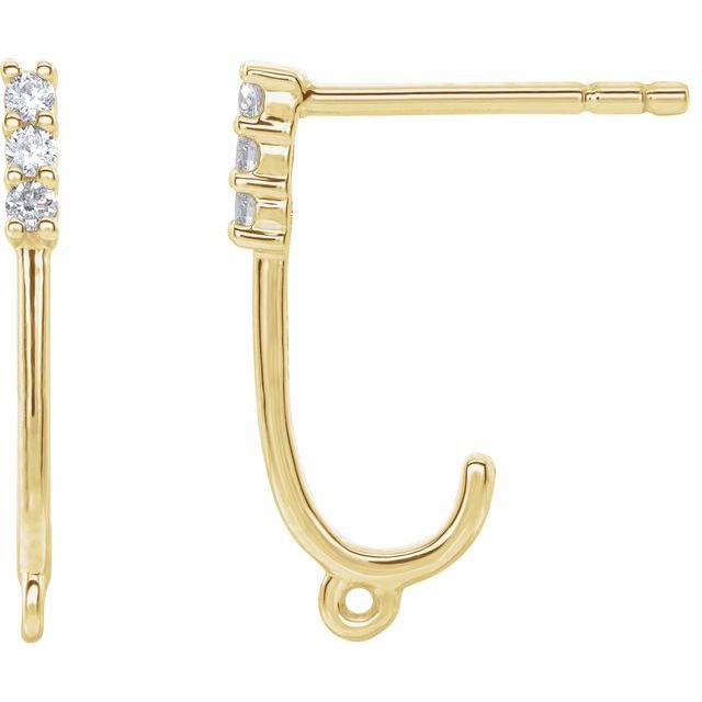 14K .03 CTW Natural Diamond J-Hoop Earring Top