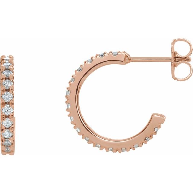 14K 5/8 CTW Lab-Grown Diamond French-Set Huggie Hoop Earrings