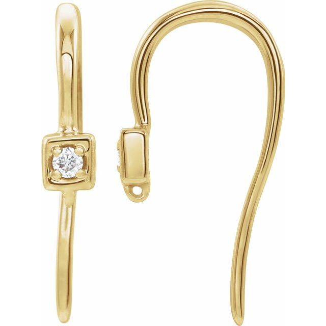 14K .015 CT Natural Diamond French Wire Earring Top