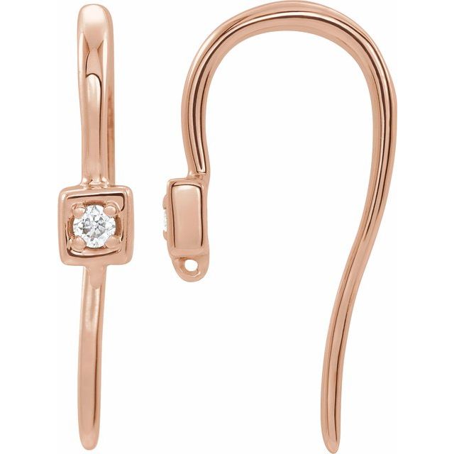 14K .015 CT Natural Diamond French Wire Earring Top