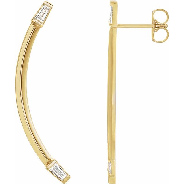 14K 1/4 CTW Natural Diamond Curved Bar Earrings