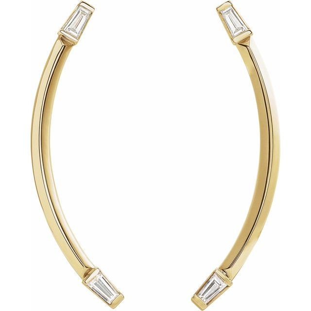 14K 1/4 CTW Natural Diamond Curved Bar Earrings