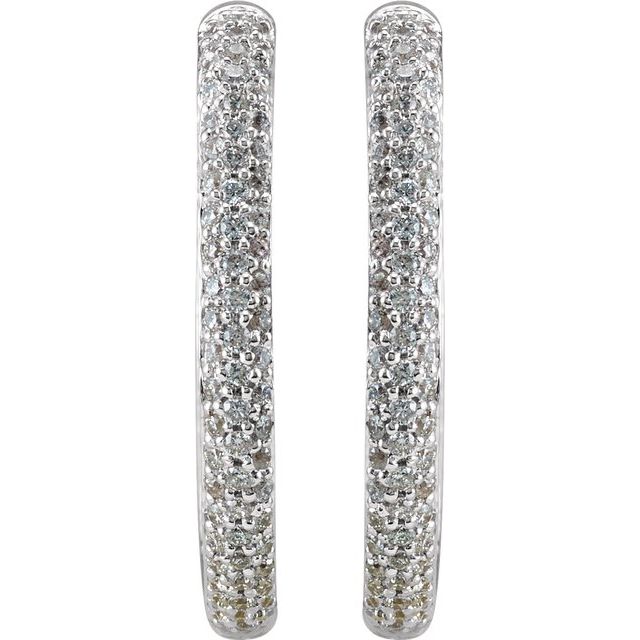 18K 1 CTW Natural Diamond Inside-Outside Hinged Hoop Earrings