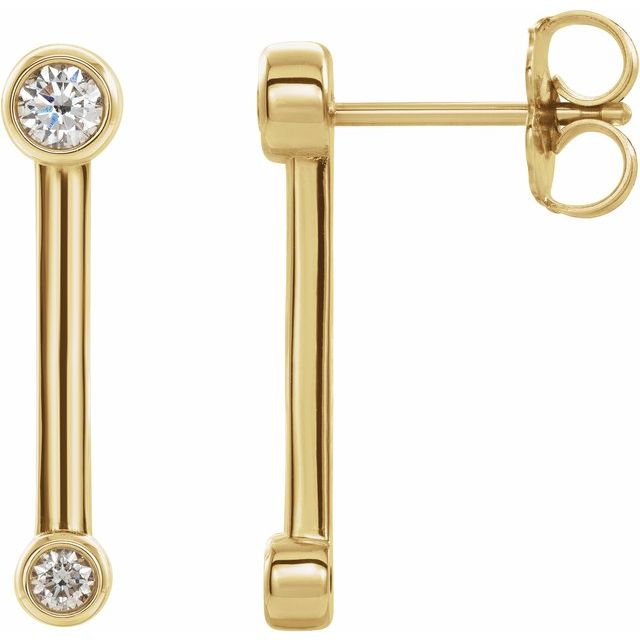 14K 1/5 CTW Natural Diamond Bezel-Set Bar Earrings