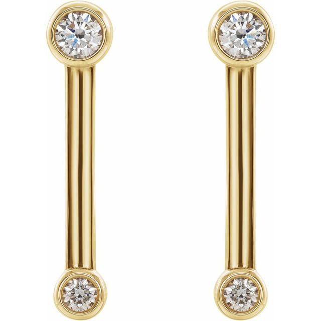 14K 1/5 CTW Natural Diamond Bezel-Set Bar Earrings
