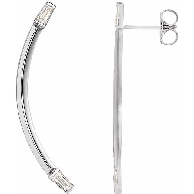14K 1/4 CTW Natural Diamond Curved Bar Earrings