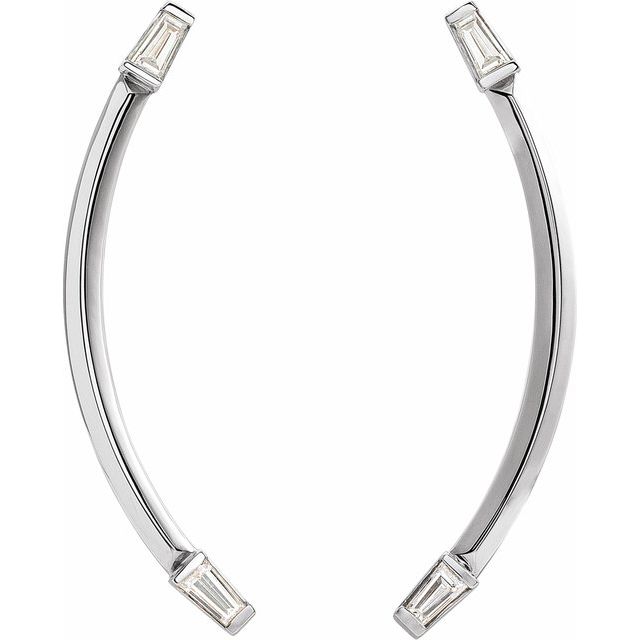 14K 1/4 CTW Natural Diamond Curved Bar Earrings