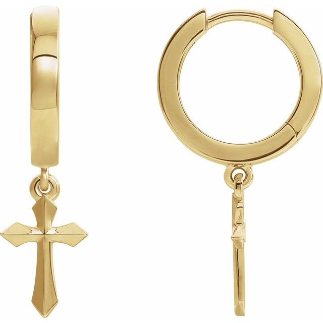 14K Cross Hinged Hoop Earrings