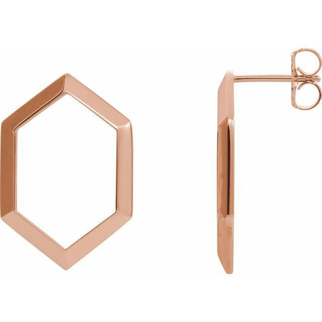 14K Geometric Drop Earrings