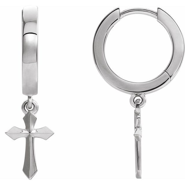 14K Cross Hinged Hoop Earrings