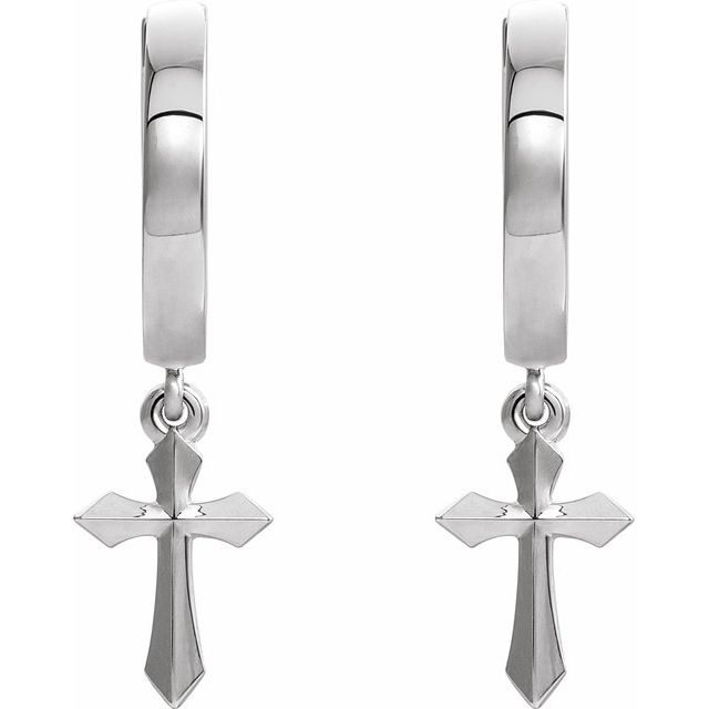 14K Cross Hinged Hoop Earrings