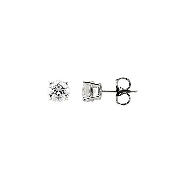 14K Round Imitation Cubic Zirconia Stud Earrings