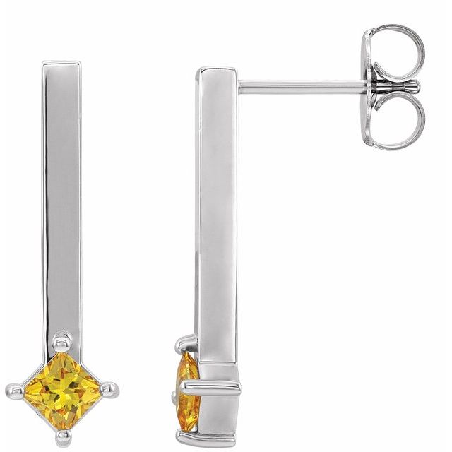 14K Natural Sapphire Bar Drop Earrings