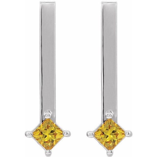 14K Natural Sapphire Bar Drop Earrings