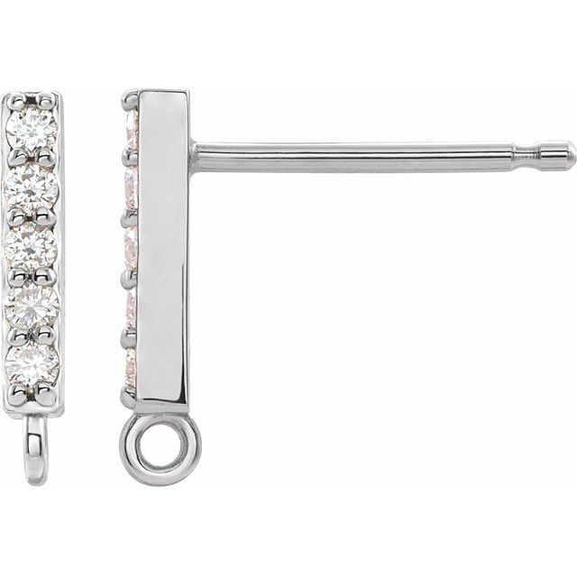 14K .04 CTW Natural Diamond Bar Earring Top