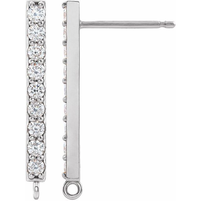14K 1/6 Natural Diamond Bar Earring Top