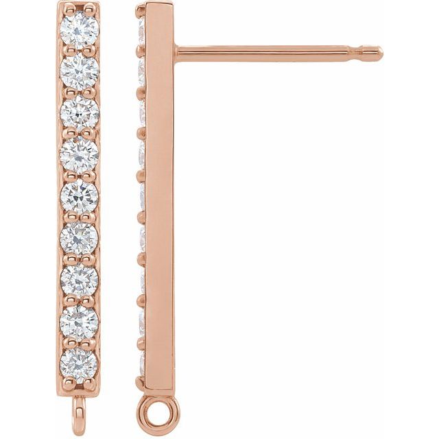 14K 1/6 Natural Diamond Bar Earring Top