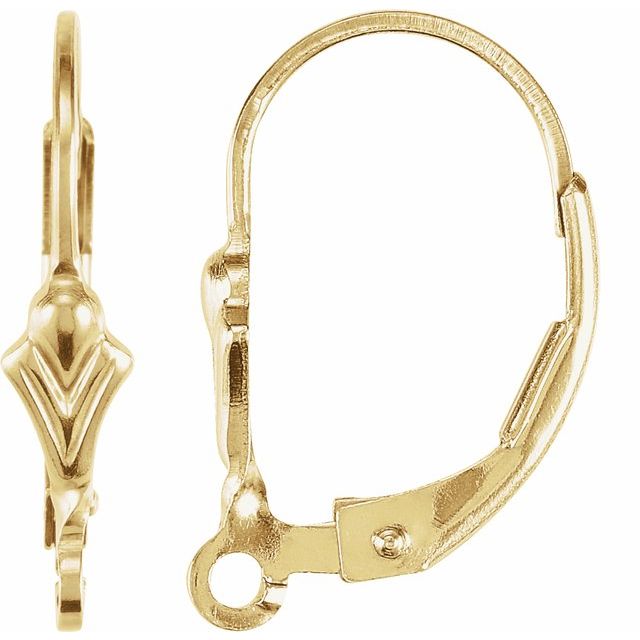 14K Fleur-de-Lis Lever Back Earring Top