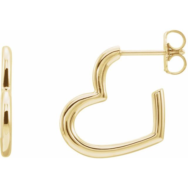 14K Heart Hoop Earrings