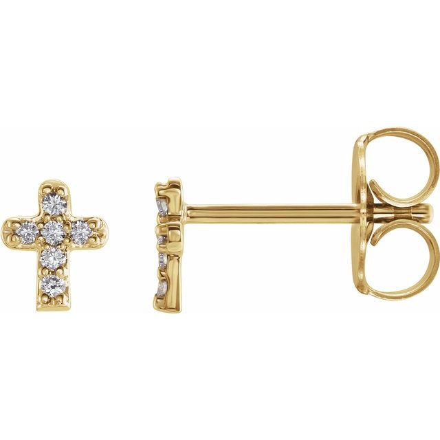 14K .06 CTW Natural Diamond Youth Cross Earrings