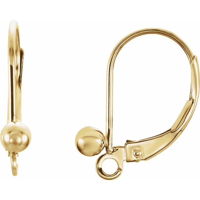 14K Lever Back Ball Earring Top