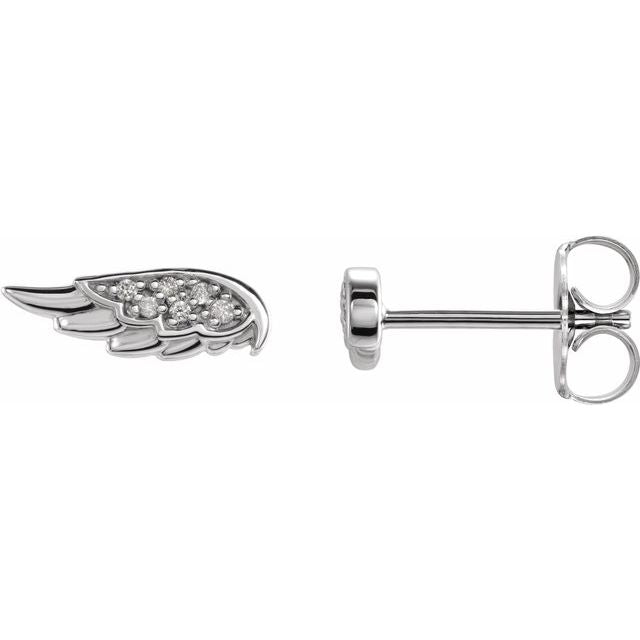 14K .03 CTW Natural Diamond Angel Wing Earrings