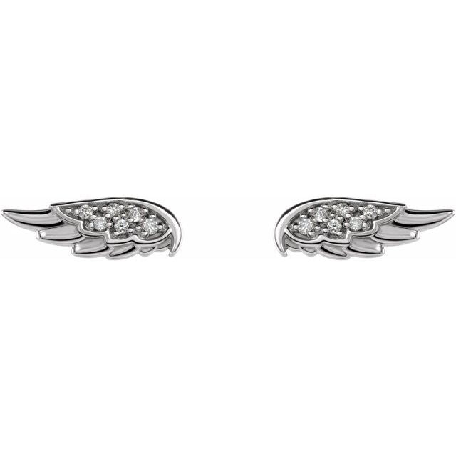 14K .03 CTW Natural Diamond Angel Wing Earrings