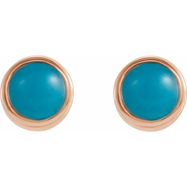 14K Natural Turquoise Bezel-Set Earrings